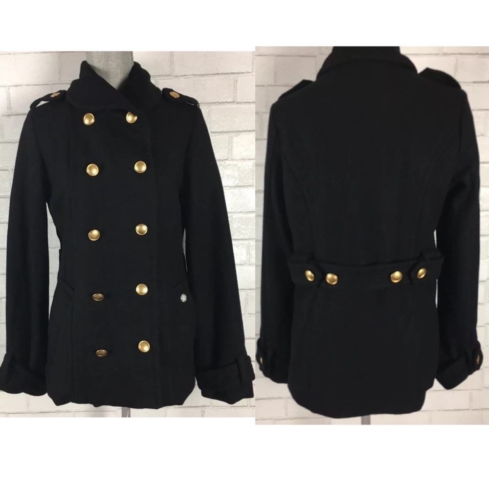 OBEY Double Breasted Peacoat Wool Blend Lined